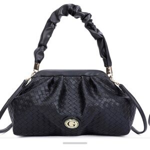 NWT Giselle Paris Kathryn ruched top handle - Black Elegant Woven Handbag